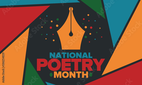 National Poetry Month in April. Poetry Festival in the United States and Canada. Literary events and celebration. Poster, card, banner and background. Vector illustration