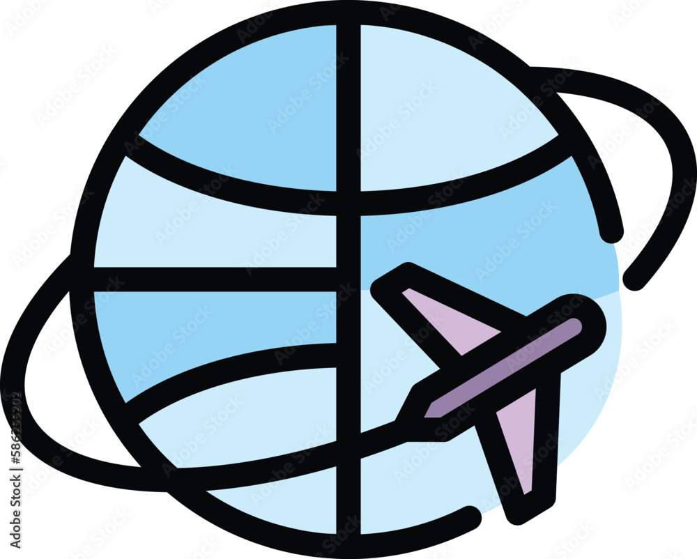 International jet lag icon. Outline International jet lag vector icon for web design isolated on white background color flat International jet lag icon. Outline International jet lag vector icon for web design isolated on white background color flat