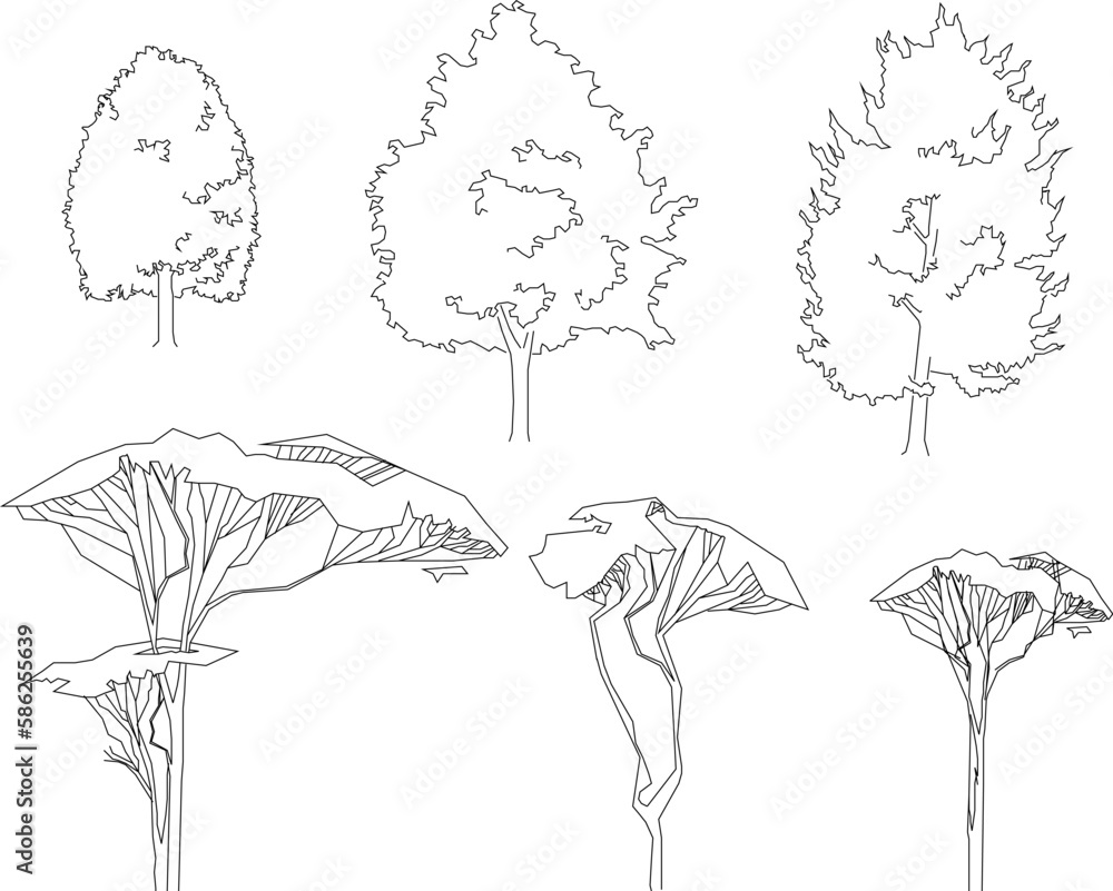 Obraz premium Big tree silhouette illustration vector sketch