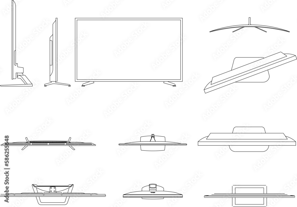 Flat big screen television illustration vector sketch Flat big screen television illustration vector sketch