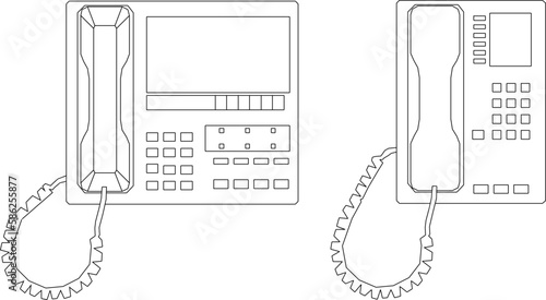 Vector sketch of old vintage home phone illustration
