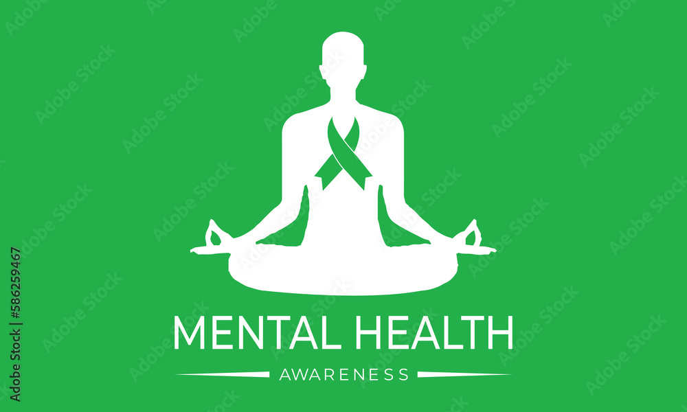 Mental Health Awareness template and mat of yoga Mental Health Awareness template and mat of yoga