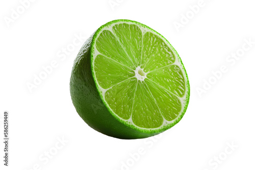 Green Lime on Isolated Tansparent Background, png. Generative AI photo