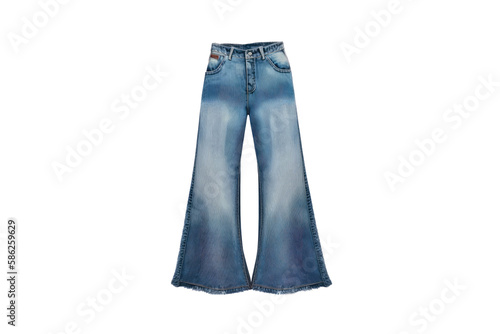 Wide Leg Jeans on Isolated Tansparent Background, png. Generative AI photo