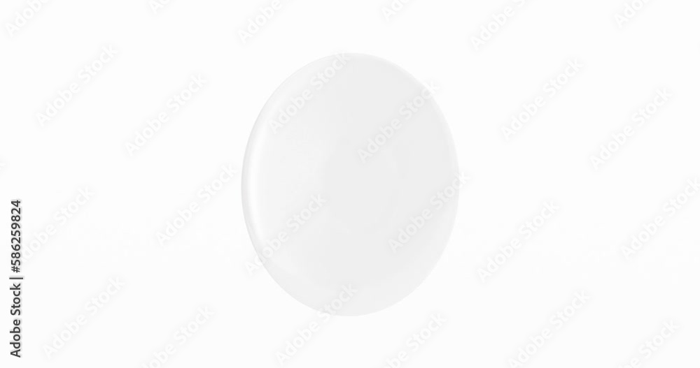 4k Resolution Video: Blank Glossy White Pin Badge of Circular Shape Icon Mockup Seamless Looped Rotating on a white background with Alpha Matte 4k Resolution Video: Blank Glossy White Pin Badge of Circular Shape Icon Mockup Seamless Looped Rotating on a white background with Alpha Matte