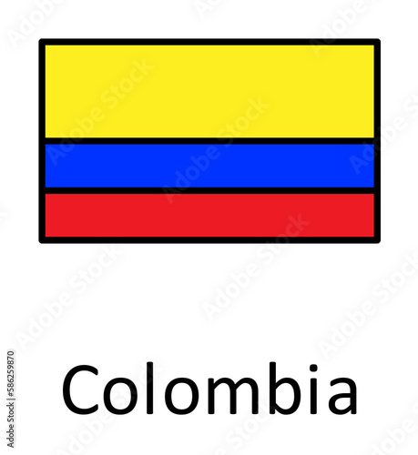 Free Download National flag of Colombia in simple colors with name icon - GFXLoad