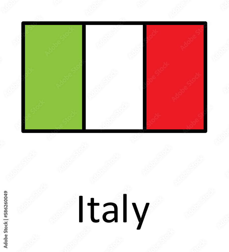 National flag of Italy in simple colors with name icon