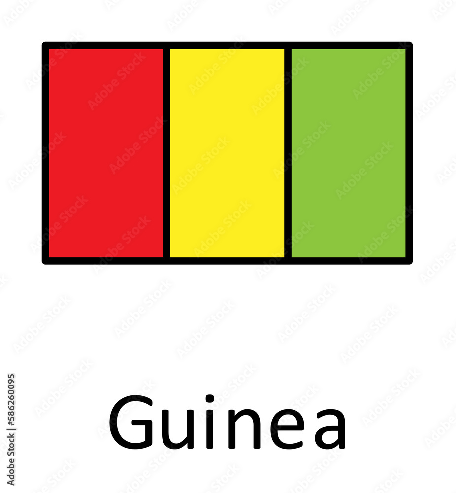 Fototapeta premium National flag of Guinea in simple colors with name icon