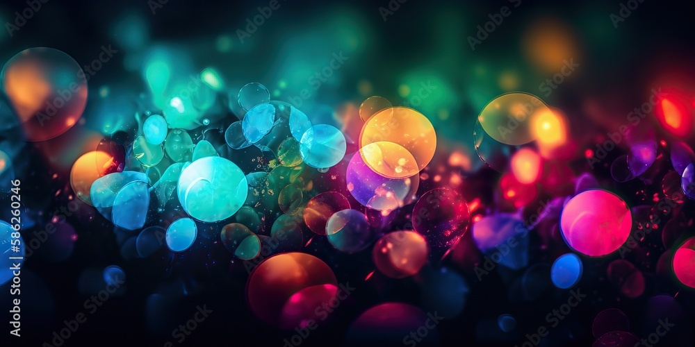 Multicolored background with a lot of copy space with bokeh, generative AI