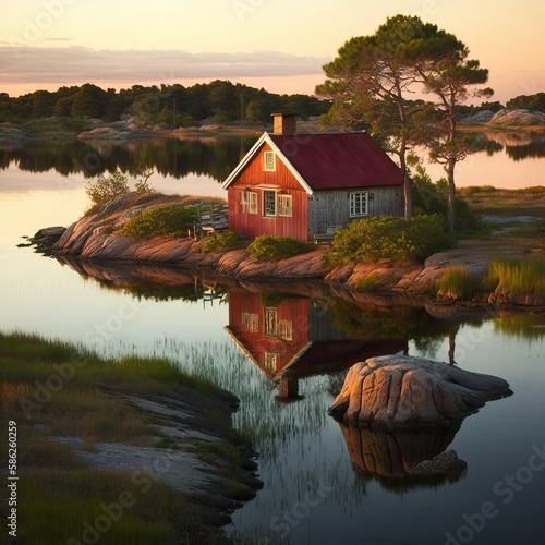 Picturesque red cottage on ...