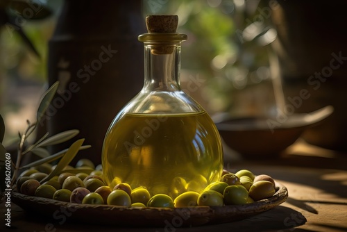 olive oil surrounded by oli...