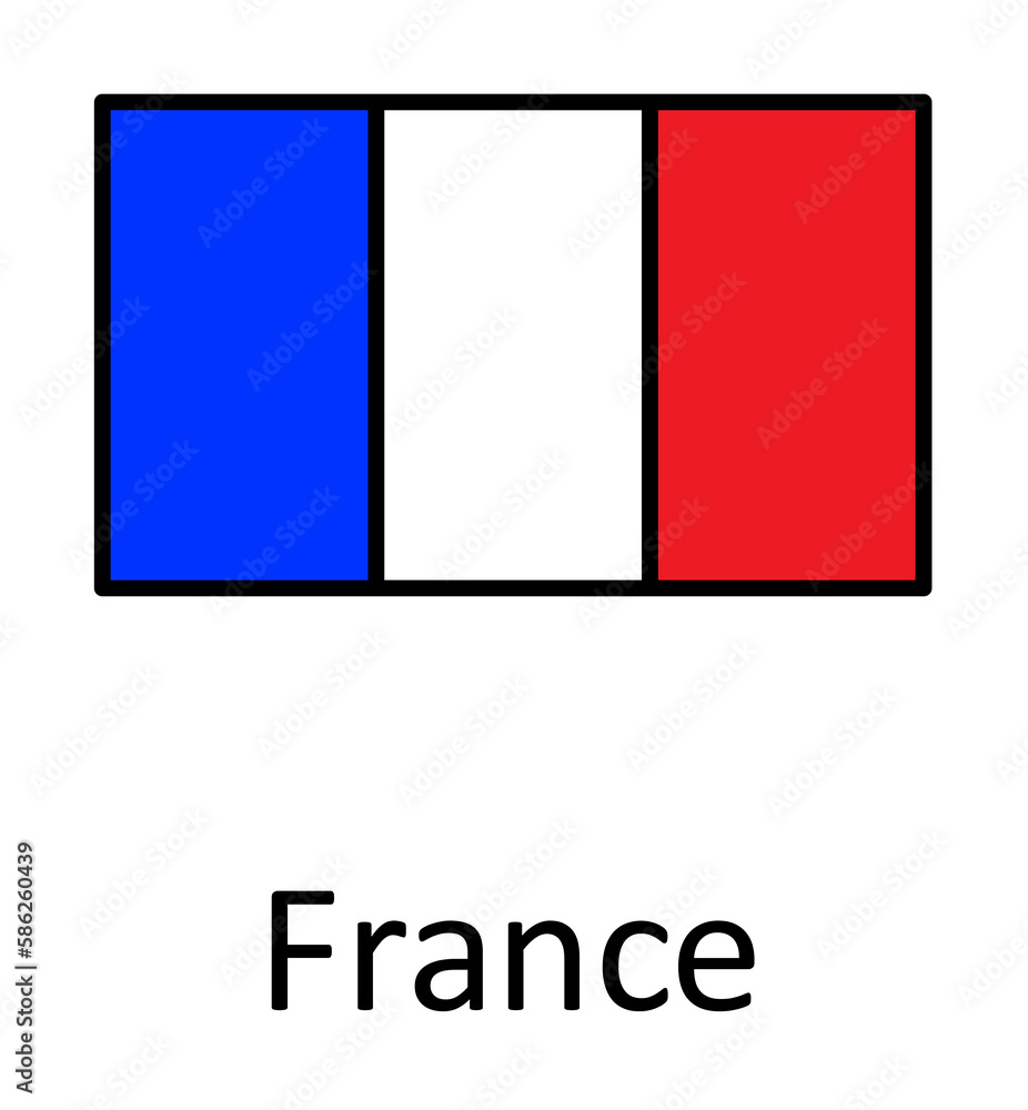 Naklejka premium National flag of France in simple colors with name icon