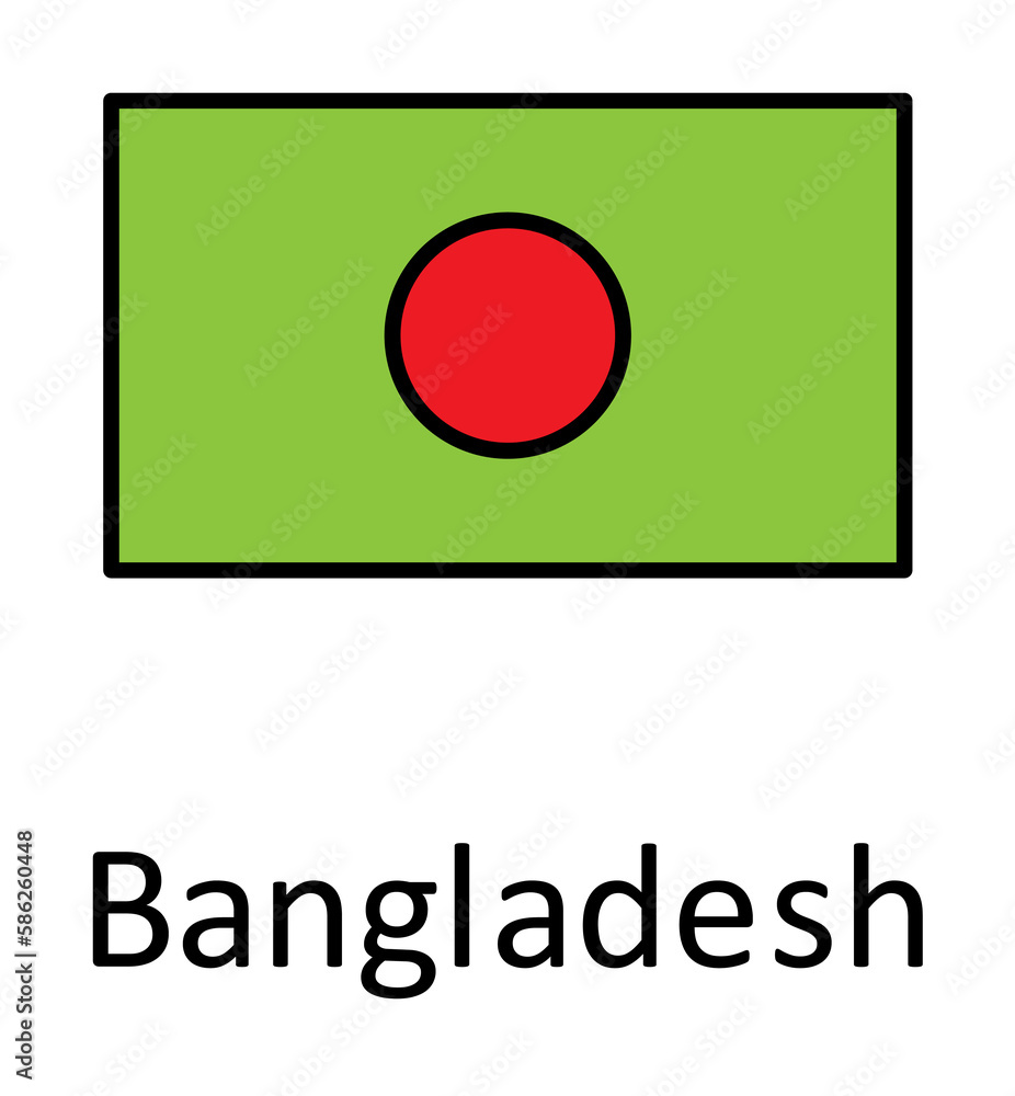 National flag of Bangladesh in simple colors with name icon National flag of Bangladesh in simple colors with name icon