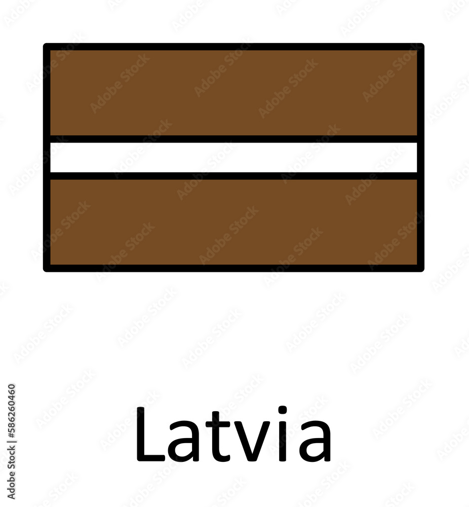 National flag of Latvia in simple colors with name icon National flag of Latvia in simple colors with name icon
