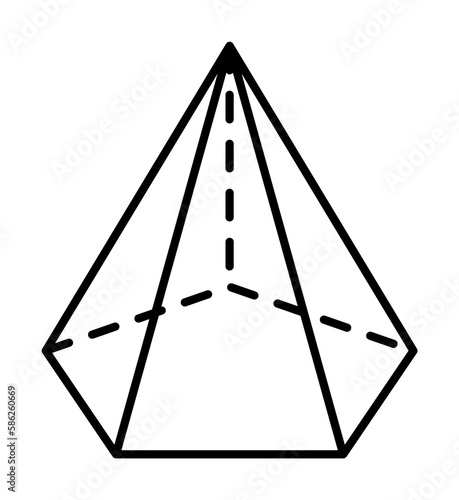 Geometric shapes, pentagonal pyramid icon. Simple line, outline 3d figures icons for ui and ux, website or mobile application