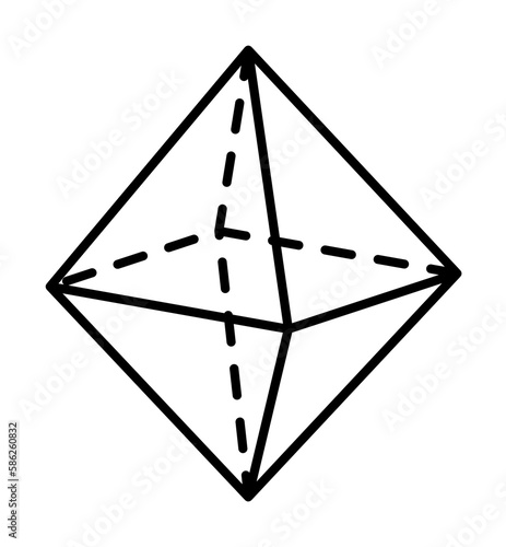 Geometric shapes, octahedron icon. Simple line, outline 3d figures icons for ui and ux, website or mobile application