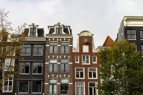 Row of Beautiful Old Historic Buildings in the Amsterdam Centrum District © James