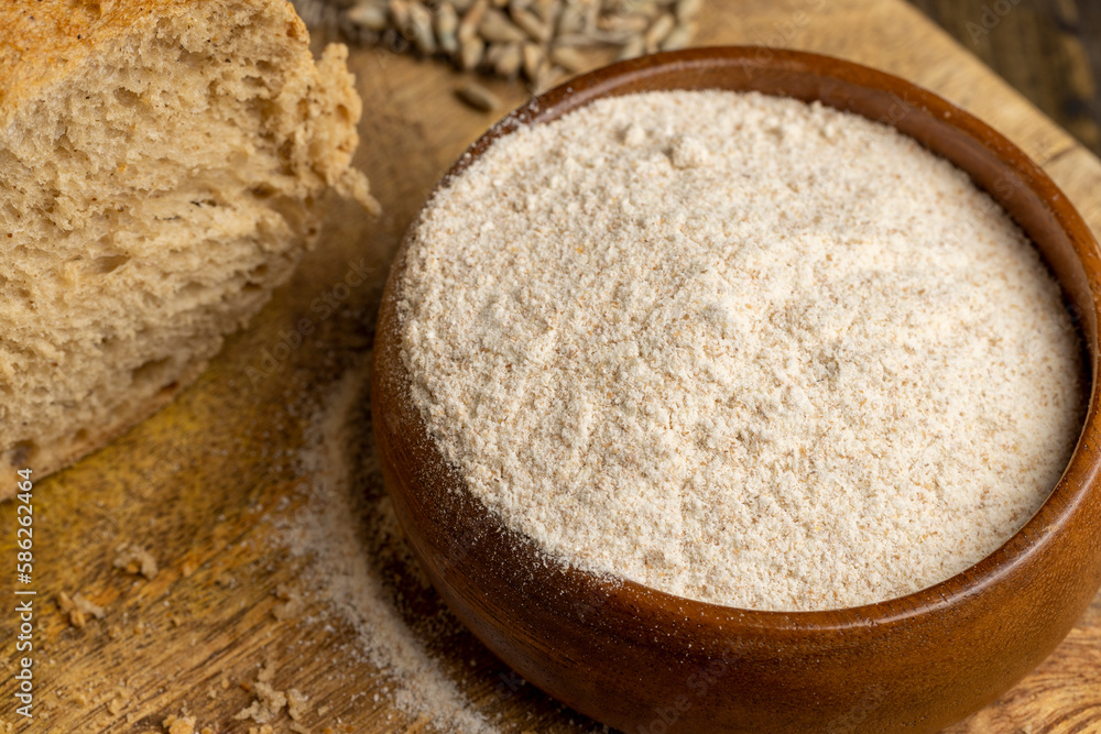 Wheat flour with bran for cooking bread Wheat flour with bran for cooking bread