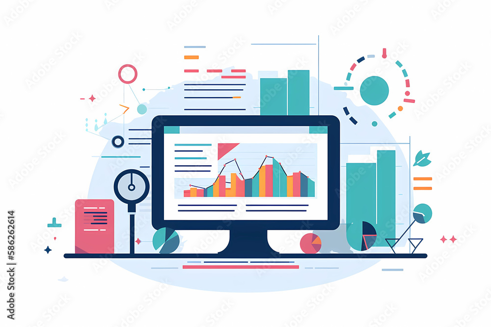 Modern Business Technology Illustration. Ecommerce computer design. Modern Business Technology Illustration. Ecommerce computer design.