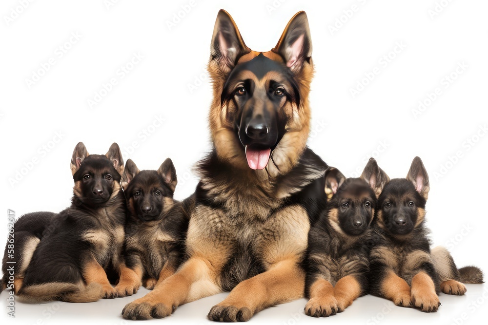 group of german shepherd puppies