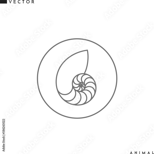 Nautilus shell. Outline style sign