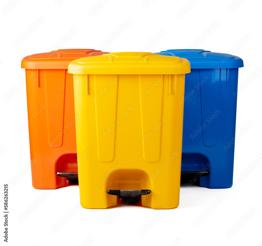 Plastic waste bins isolated on white background Plastic waste bins isolated on white background