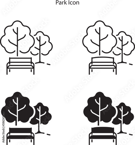 Park bench icon. Outline park bench icon for web design isolated on white background, park vector icon.