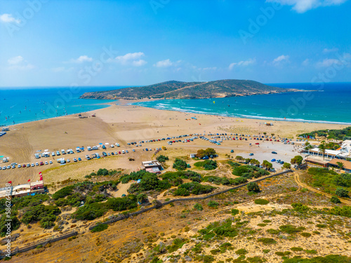 Panorama of Prasonisi beach at Greek island Rhodes photo