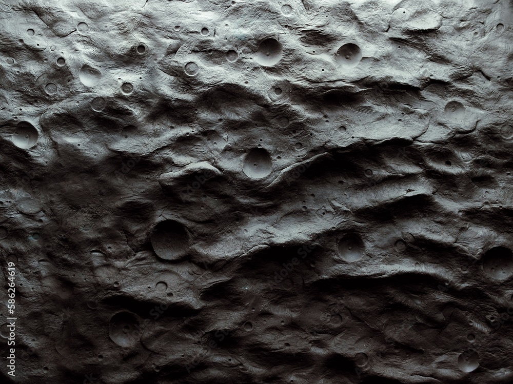 Moon surface with craters and mountains. Lunar landscape, satellite view. - obrazy, fototapety, plakaty 