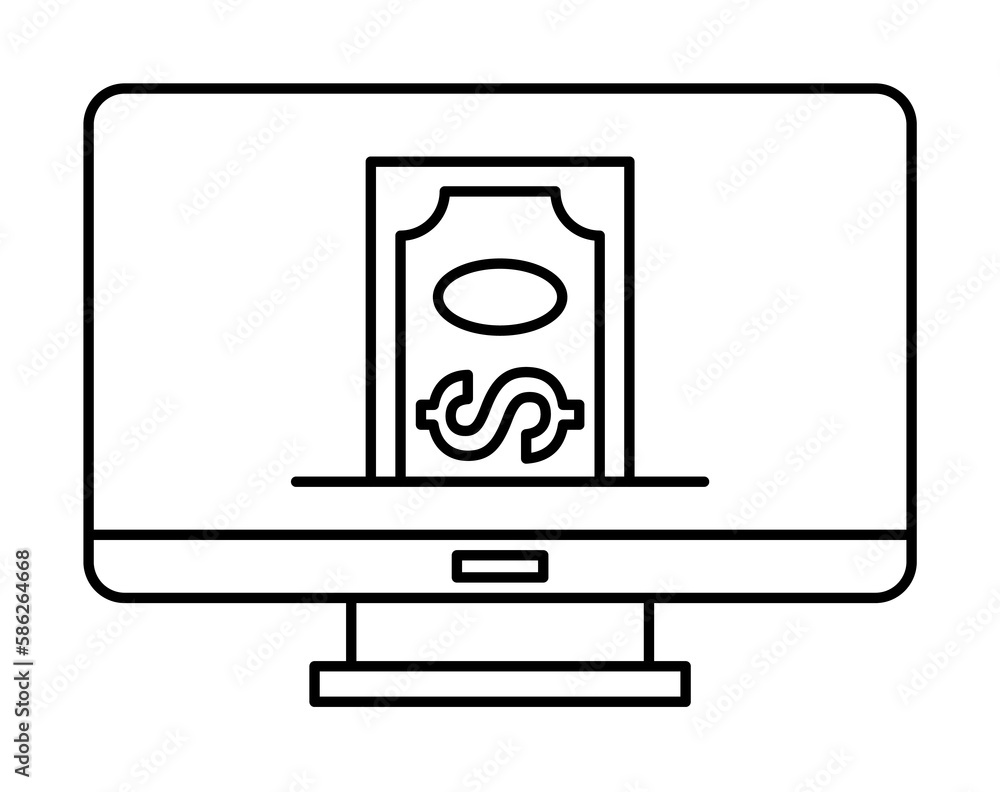 Monitor, pc, dollar, online icon. Element of cash machine Monitor, pc, dollar, online icon. Element of cash machine