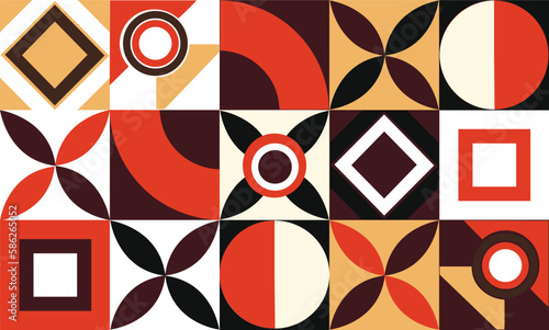 Geometric seamless coffee design pattern, with simple shapes and shapes.  Abstract vector pattern in a minimalistic style, coffee tones, for branding, packaging, paper, web banner, business, fashion. 