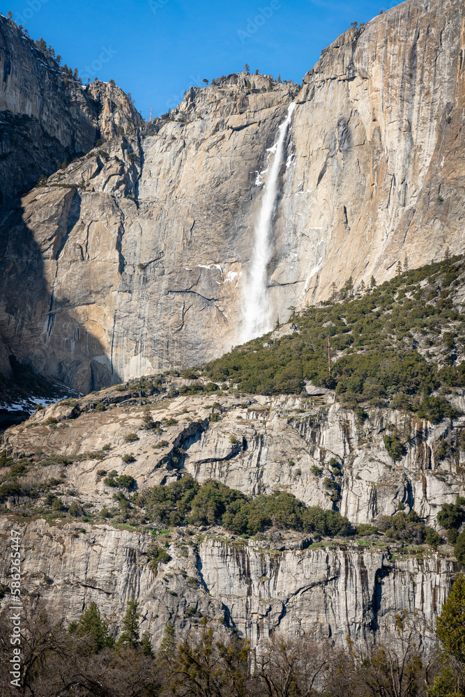 Ribbon Falls in Yosemite National Park, California, USA. Waterfall flows all year-round and is popular travel destination. Ribbon Falls in Yosemite National Park, California, USA. Waterfall flows all year-round and is popular travel destination.