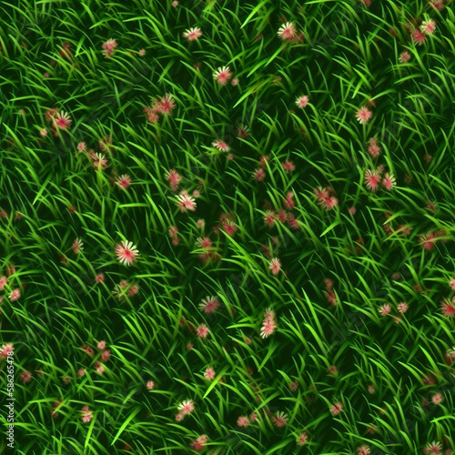 Infinite Seamless Flower Meadow Grass Texture - Generative AI KI
