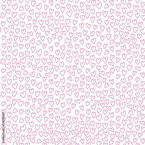Valentine's day heart seamless pattern. Hand-drawn background