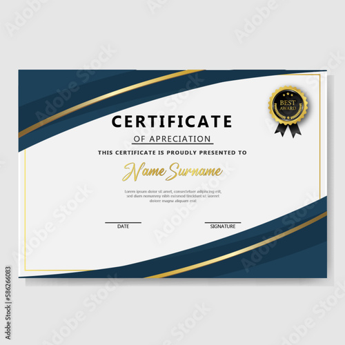 vector modern blue certificate design