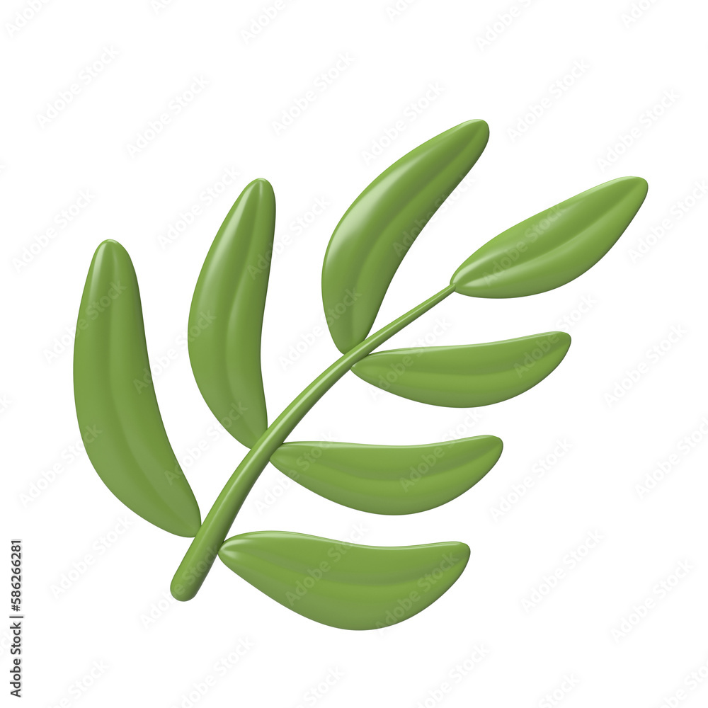 Cute 3d icon Detailed Green Palm Tree Branch. Triumphal Entry in Jerusalem or Palm Sunday. illustration isolated transparent png background Cute 3d icon Detailed Green Palm Tree Branch. Triumphal Entry in Jerusalem or Palm Sunday. illustration isolated transparent png background