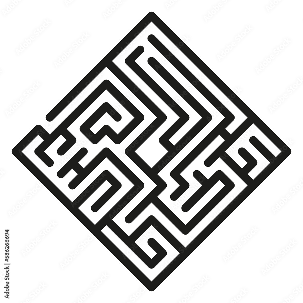 Square black labyrinth puzzle. Maze game vector template illustration