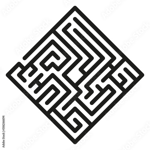 Square black labyrinth puzzle. Maze game vector template illustration