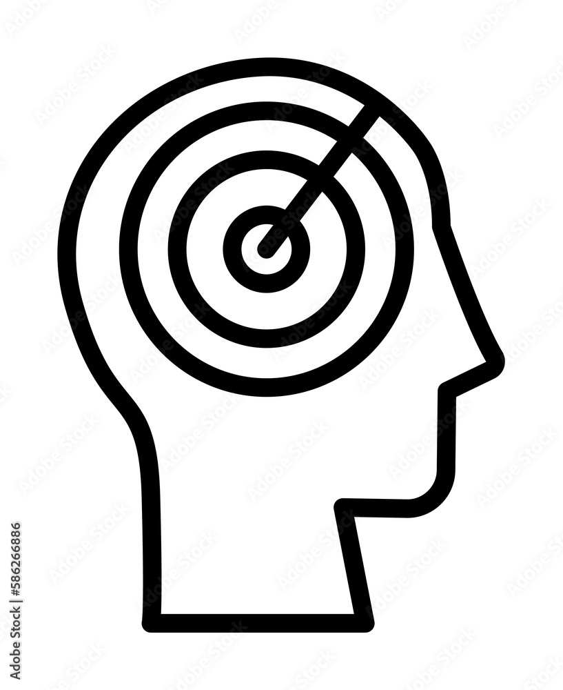 head goal icon. Simple line, outline elements of brain process icons for ui and ux, website or mobile application head goal icon. Simple line, outline elements of brain process icons for ui and ux, website or mobile application