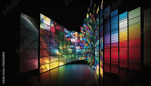 Ai generated illustration of lcd screens is use for exbibition, gaming, advertising and others