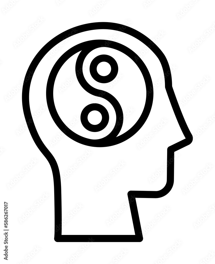 head yin yang icon. Simple line, outline elements of brain process icons for ui and ux, website or mobile application head yin yang icon. Simple line, outline elements of brain process icons for ui and ux, website or mobile application