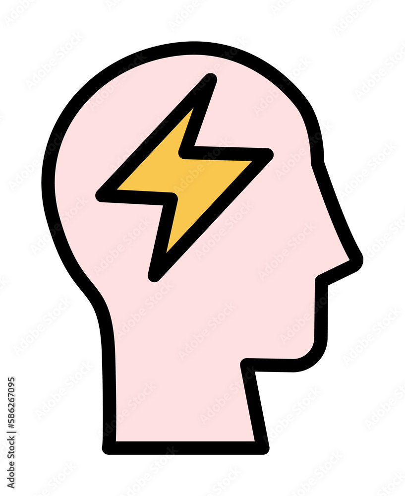 head lightning icon. Simple color with outline elements of brain process icons for ui and ux, website or mobile application head lightning icon. Simple color with outline elements of brain process icons for ui and ux, website or mobile application