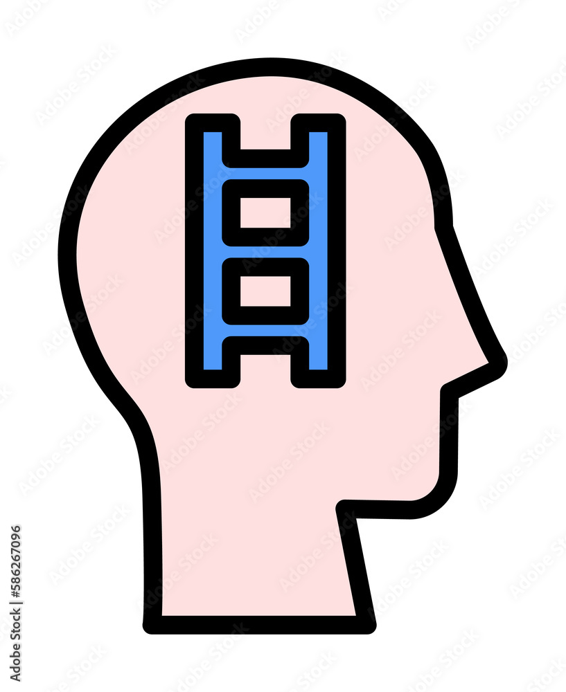 head stairs icon. Simple color with outline elements of brain process icons for ui and ux, website or mobile application head stairs icon. Simple color with outline elements of brain process icons for ui and ux, website or mobile application