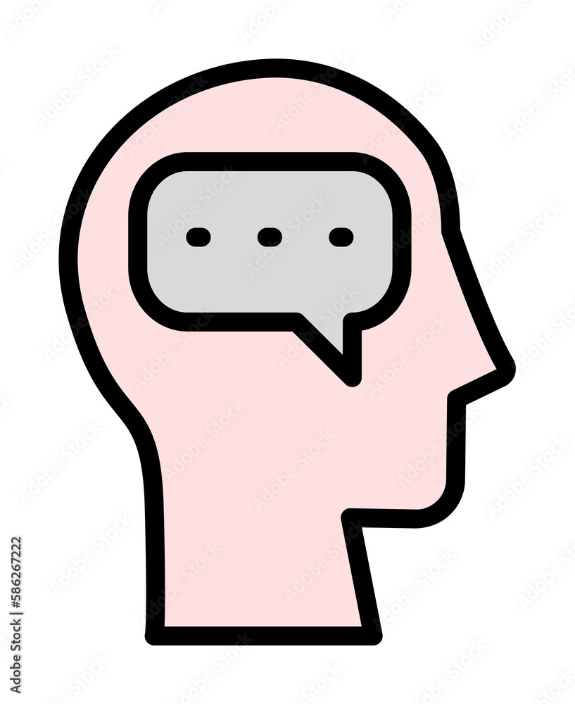 head chat icon. Simple color with outline elements of brain process icons for ui and ux, website or mobile application head chat icon. Simple color with outline elements of brain process icons for ui and ux, website or mobile application