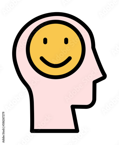 head smile icon. Simple color with outline elements of brain process icons for ui and ux, website or mobile application