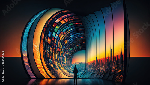 Ai generated illustration of lcd screens is use for exbibition, gaming, advertising and others