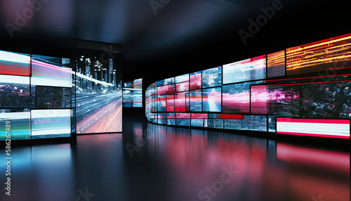 Ai generated illustration of lcd screens is use for exbibition, gaming, advertising and others photo