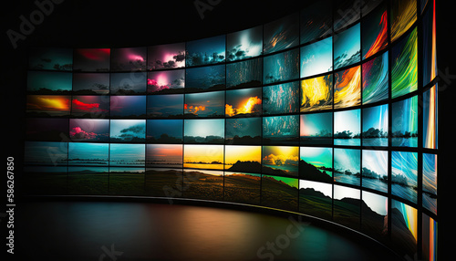 Ai generated illustration of lcd screens is use for exbibition, gaming, advertising and others