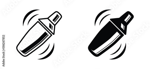Cocktail shaker icon vector. Bartender at the bar shaking beer, wine, cocktail, martini, alcohol drink symbol. Vector illustration photo