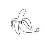 Original vector illustration of a yellow open banana in vintage style. A design element.